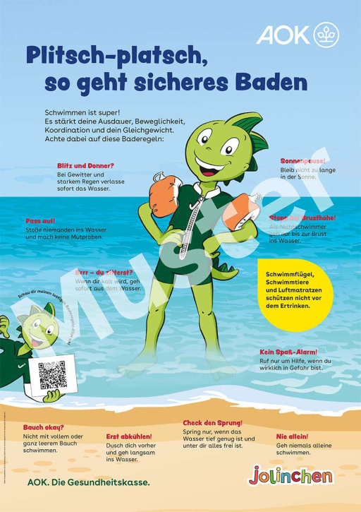 Poster „Plitsch-platsch, so geht sicheres Baden“